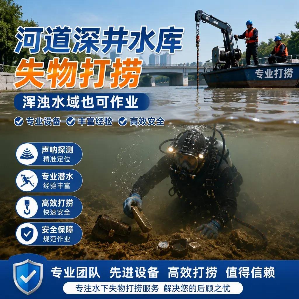 河道深井水库失物打捞，浑浊水域也可作业大庆